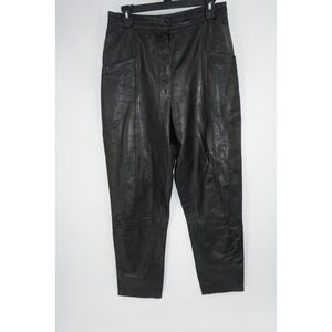 Vintage Skins & Things Pants Womens 14 Black Leather High Waist Tapered 90s
